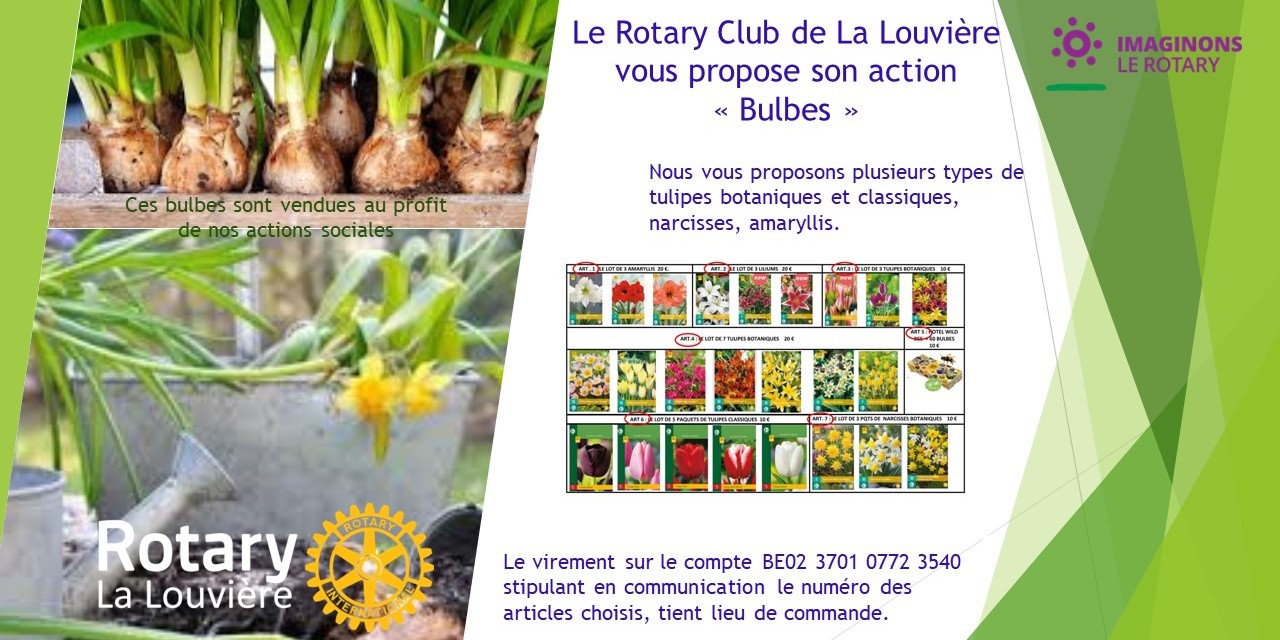 Vente de bulbes de fleurs à 10€ ou 20€ par article